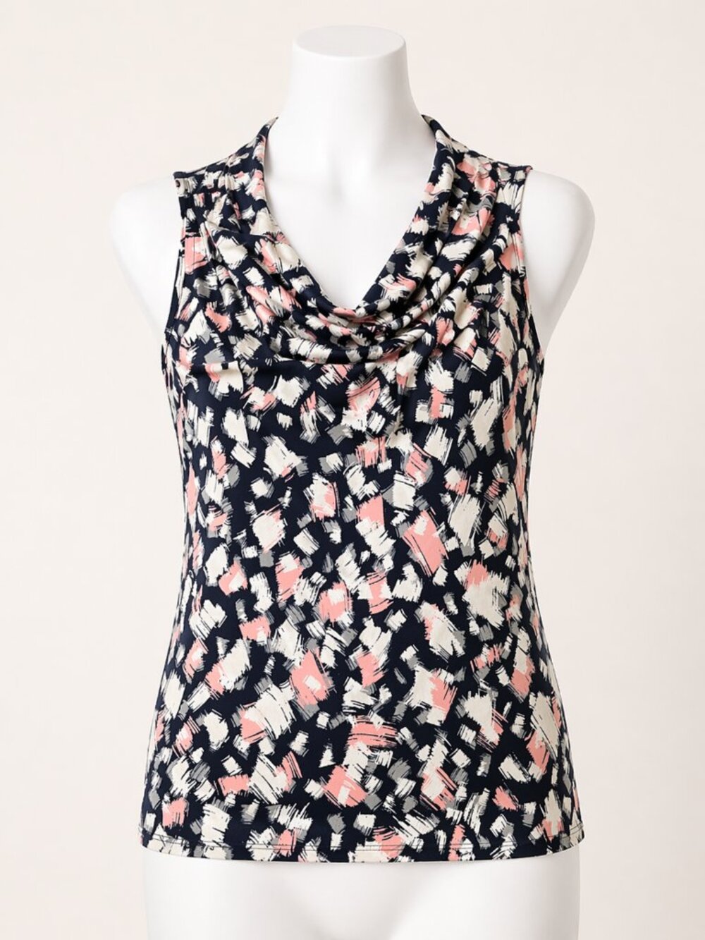 NU Options Tank with Cowl Neck Black/Pink/White Size XS-P EUC
